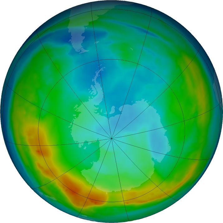 Antarctic ozone map for 14 June 2016